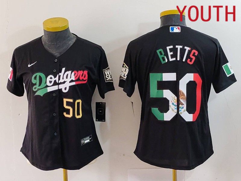 Youth Los Angeles Dodgers 50 Betts Black Fashion Nike 2024 MLB Jersey style 7244